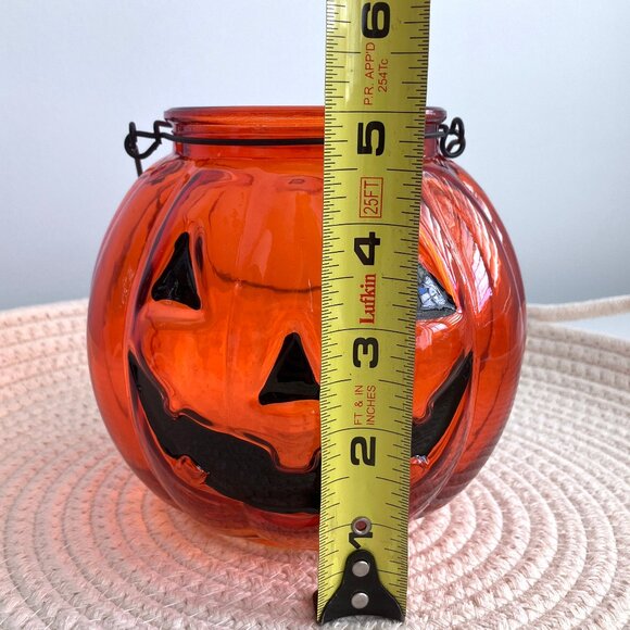 Halloween Glass Pumpkin Orange Tea Light Votive Candle Holders Bowls Set Decor - Picture 7 of 11